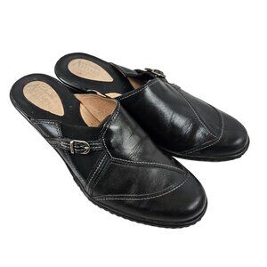 Clarks Artisan Collection Mules Womens Size 8N Black Leather Slip On Clogs